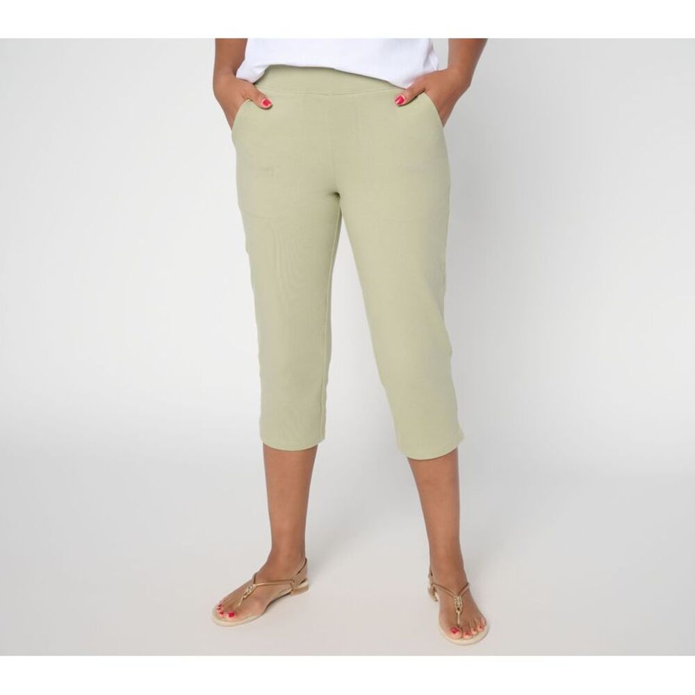 Denim & Co. Women's Pants Sz L Make Your Selection: Reg Duo Capri Green A740071